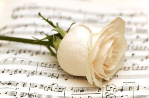 Rose on sheet music